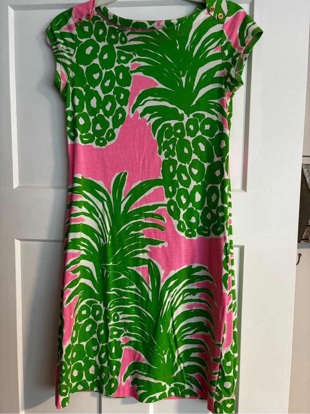 Lilly Pulitzer Pink Dress with Green Pineapple Print